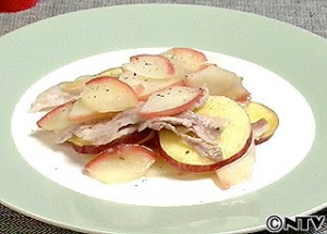 豚肉、さつま芋、りんごの重ね焼き