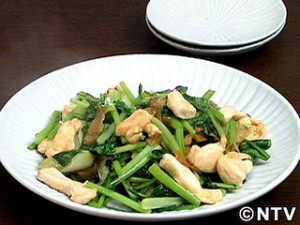 鶏肉と小松菜のザーサイ炒め