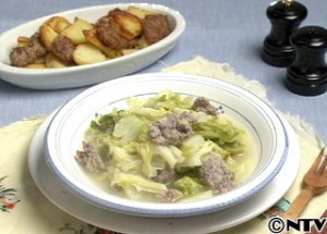キャベツと塩豚ひき肉のスープ煮
塩豚ひき肉のハッシュドポテト
