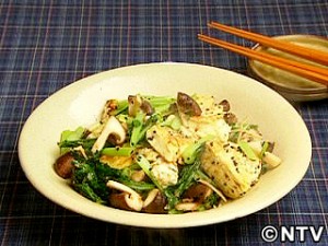 豆腐と小松菜の塩炒め