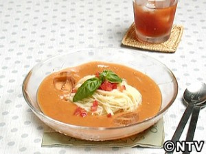 冷たいトマトスープパスタ