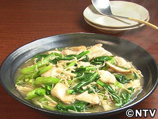 鶏肉、小松菜、えのきのとろみ炒め