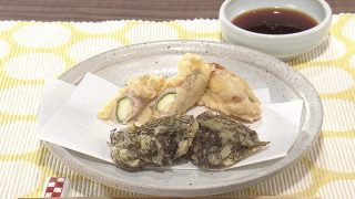 もずくの天ぷら&ズッキーニの肉巻き天ぷら