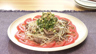 レンチン牛もやし ねぎ甘酢だれ