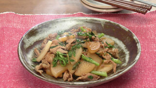 大根と豚こまの甘辛煮