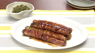 長ねぎの肉巻き照り焼き