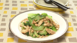 レンチン鶏とチンゲンサイのマスタードマリネ