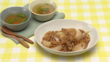 新玉ねぎの甘辛そぼろ煮